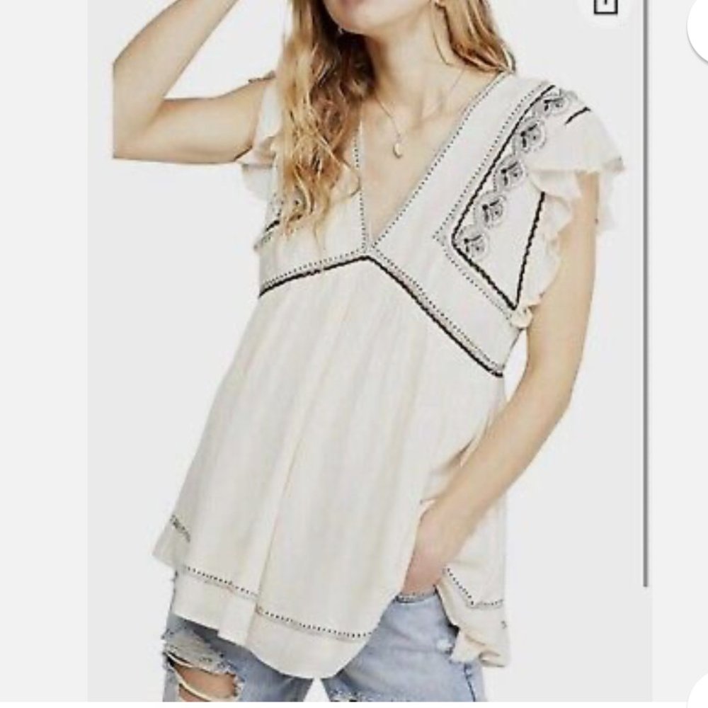 Free People SP falling water embroidered tunic combo